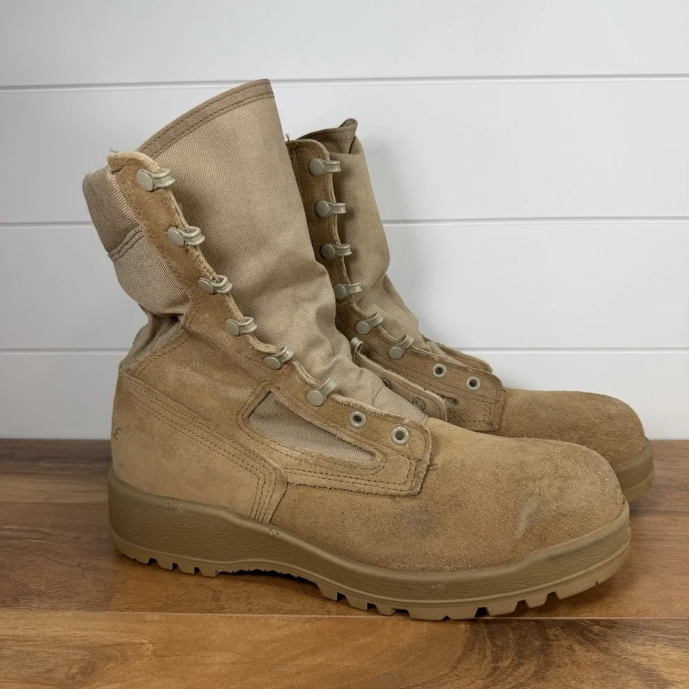 Belleville 300 DES ST Military Combat Boots Mens 10R Steel Toe Tan USA *No Laces